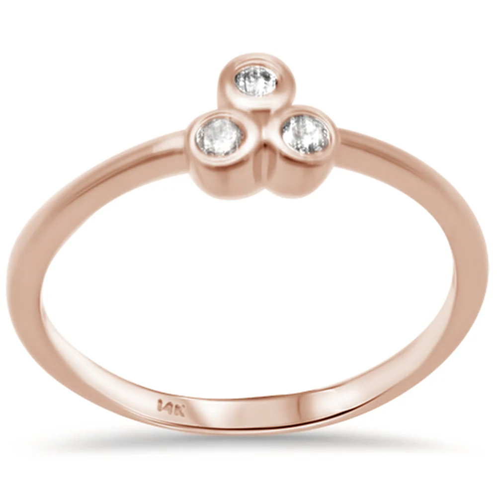 <span>DIAMOND CLOSEOUT! </span>.09ct G SI 14K Rose Gold Diamond Three Stone Ring Size 6.5