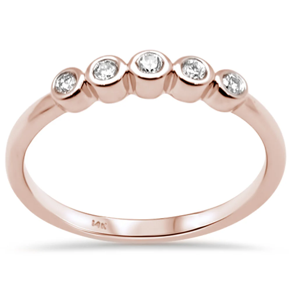 <span>DIAMOND CLOSEOUT! </span>.13ct G SI 14K Rose Gold Diamond Five Diamond Bezel Ring Size 6.5