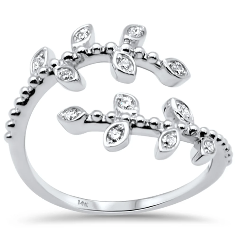 <span>DIAMOND CLOSEOUT! </span>.15ct G SI 14K White Gold Diamond Leaf Wrap around Ring Size 6.5