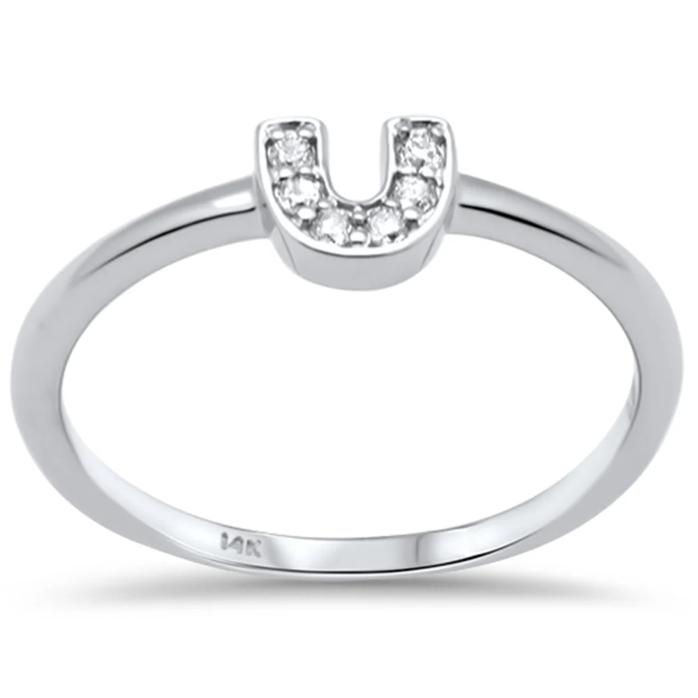 <span>DIAMOND CLOSEOUT! </span>.07ct G SI 14K White Gold Diamond U Shape Ring Size 6.5