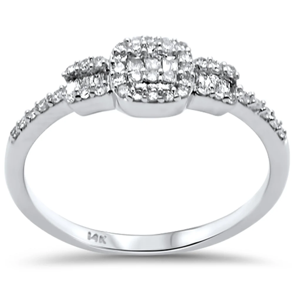 <span>DIAMOND CLOSEOUT! </span>.28ct G SI 14K White Gold Diamond Round & Baguette Ladies Ring Size 6.5