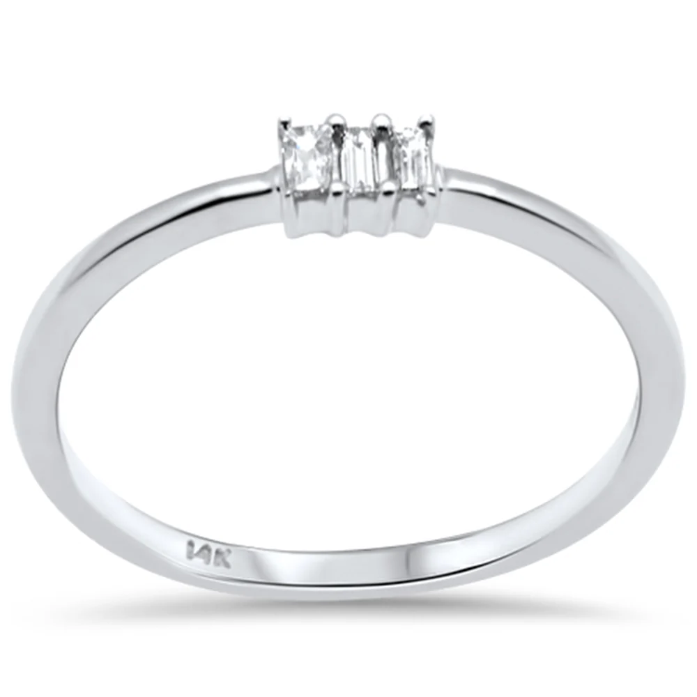 <span>DIAMOND CLOSEOUT! </span>.08ct G SI 14K-White Gold Baguette Diamond Ring Band Size 6.5