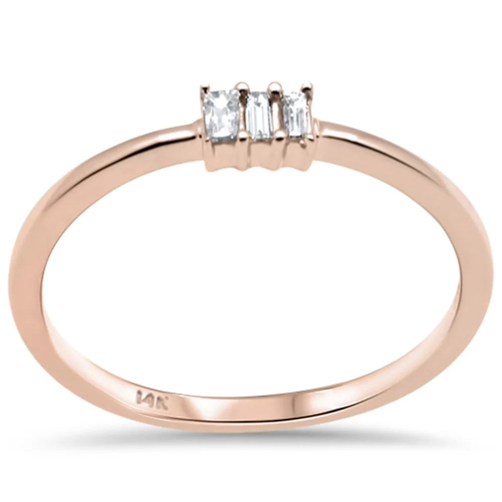 <span>DIAMOND CLOSEOUT! </span>.07ct G SI 14K Rose Gold Baguette Diamond Ring Band Size 6.5
