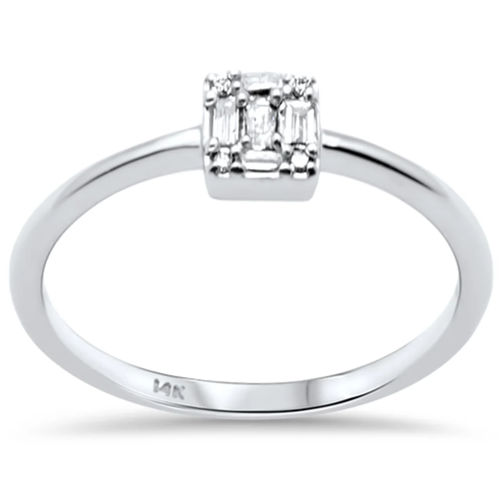 <span>DIAMOND CLOSEOUT! </span>.11ct G SI 14K White Gold Round & Baguette Diamond Ring Size 6.5