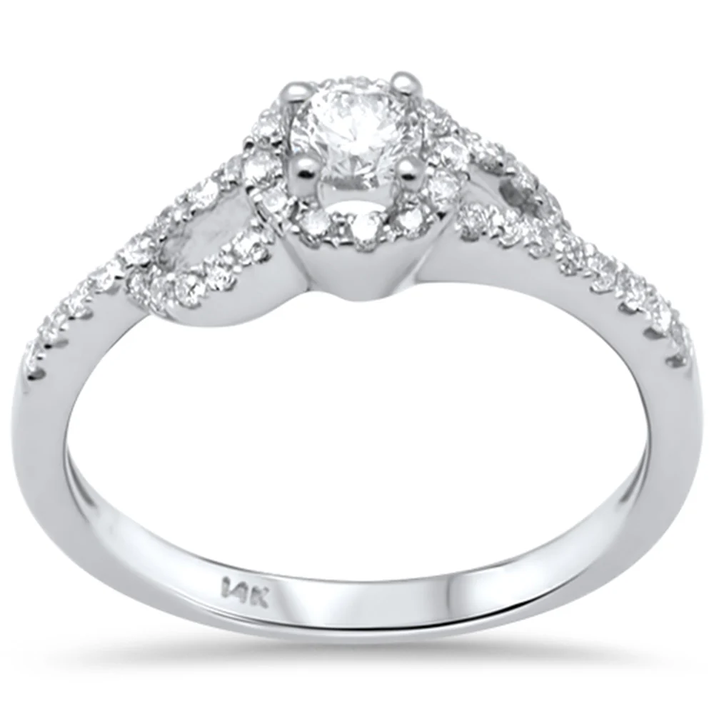 <span>DIAMOND CLOSEOUT! </span>.49ct G SI 14K White Gold Diamond Wrap Around Halo Engagement Ring Set
