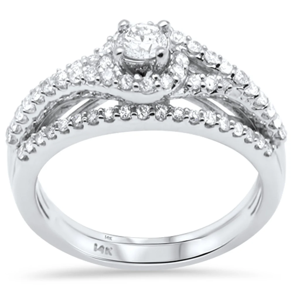 <span>DIAMOND CLOSEOUT! </span>.92ct G SI 14K White Gold Diamond Wrap Around Halo Engagement Ring Set