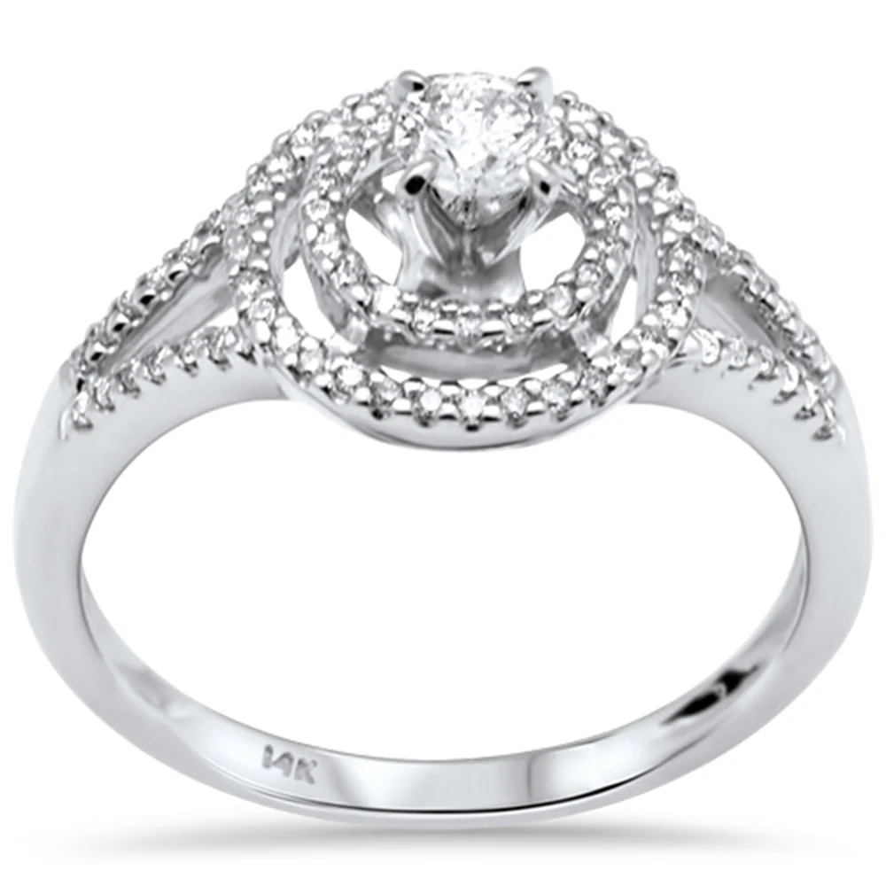 <span>DIAMOND CLOSEOUT! </span>.42ct G SI 14K White Gold Diamond Double Halo Engagement Ring Size 6.5