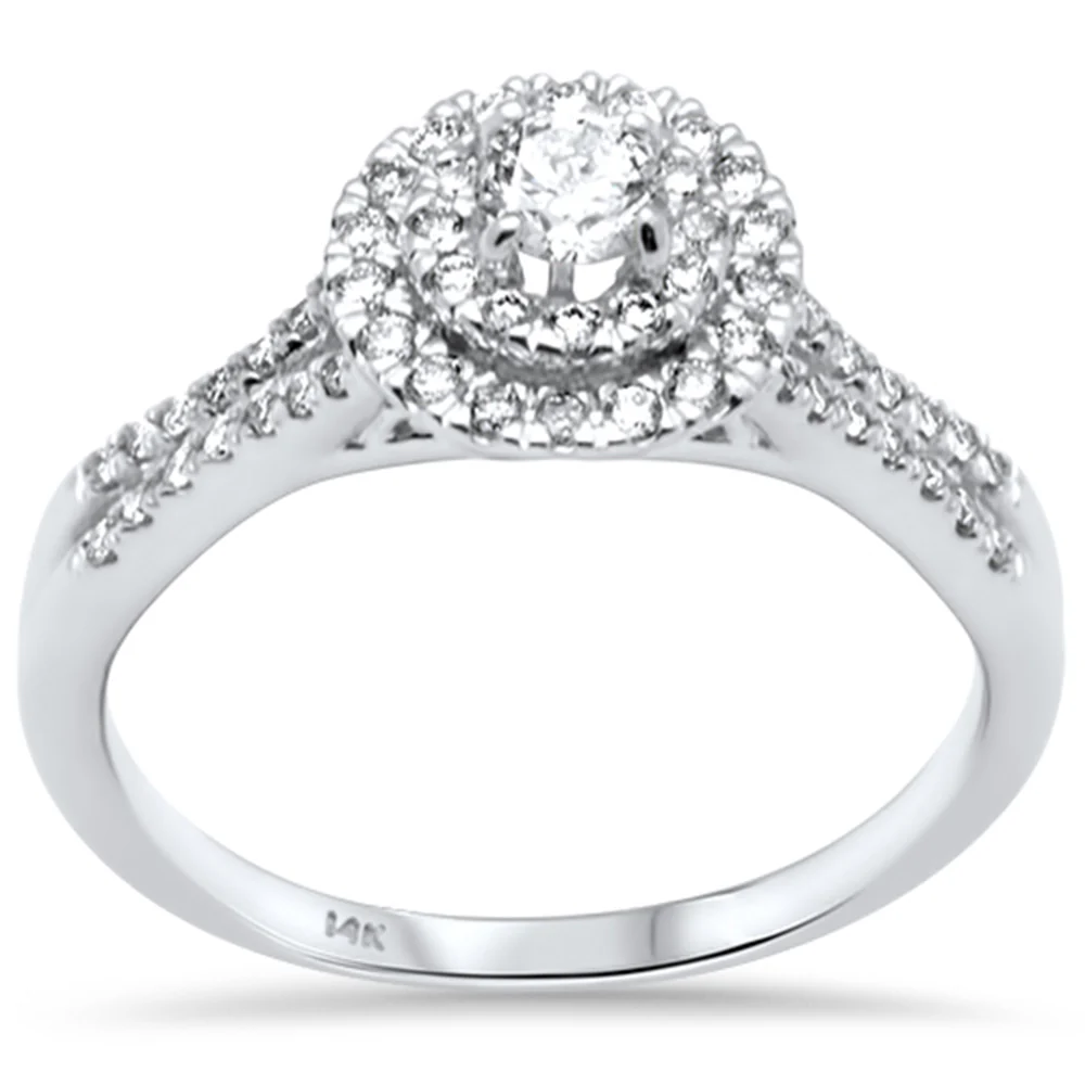 <span style="color:purple">SPECIAL!</span> .41ct G SI 14K White Gold Diamond Double Halo Engagement Ring Size 6.5