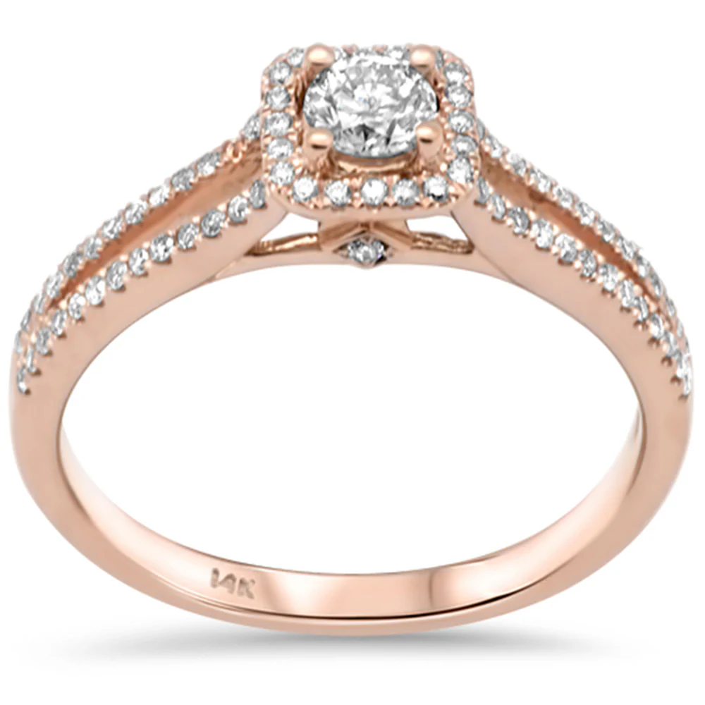 <span>DIAMOND CLOSEOUT! </span>.45ct G SI 14K Rose Gold Diamond Halo Engagement Ring Size 6.5