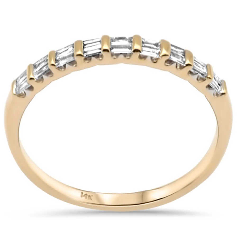 <span style="color:purple">SPECIAL!</span> .22ct G SI 14K Yellow Gold Diamond Baguette Stones Ring Band Size 6.5