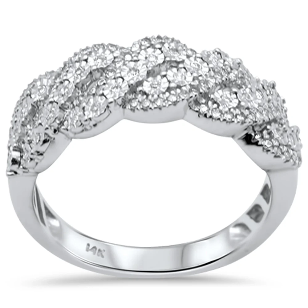 <span style="color:purple">SPECIAL!</span> .24ct G SI 14K White Gold Diamond Cuban Ring Band