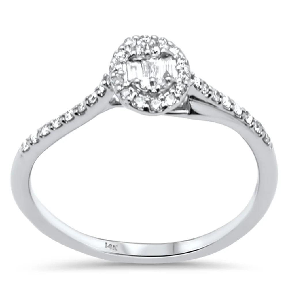 <span style="color:purple">SPECIAL!</span> .20ct G SI 14K White Gold Round & Baguette Diamonds Engagement Band Ring Size 6.5