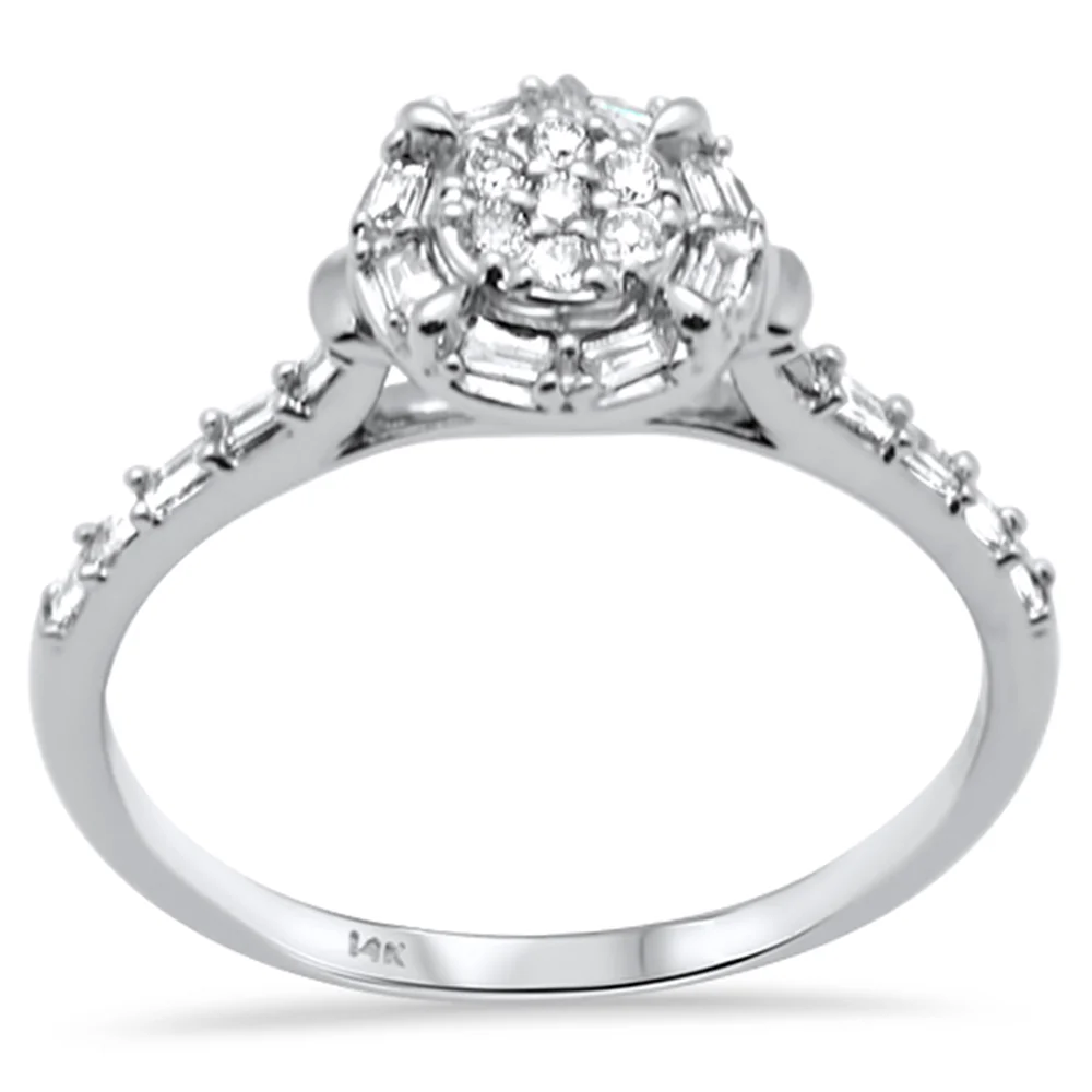 <span style="color:purple">SPECIAL!</span> .20ct G SI 14K White Gold Round & Baguette Diamonds Engagement Ring Size 6.5