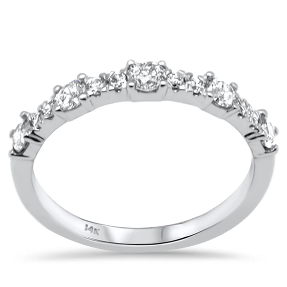 <span style="color:purple">SPECIAL!</span> .55ct G SI 14K White Gold Diamond Ring Band Size 6.5