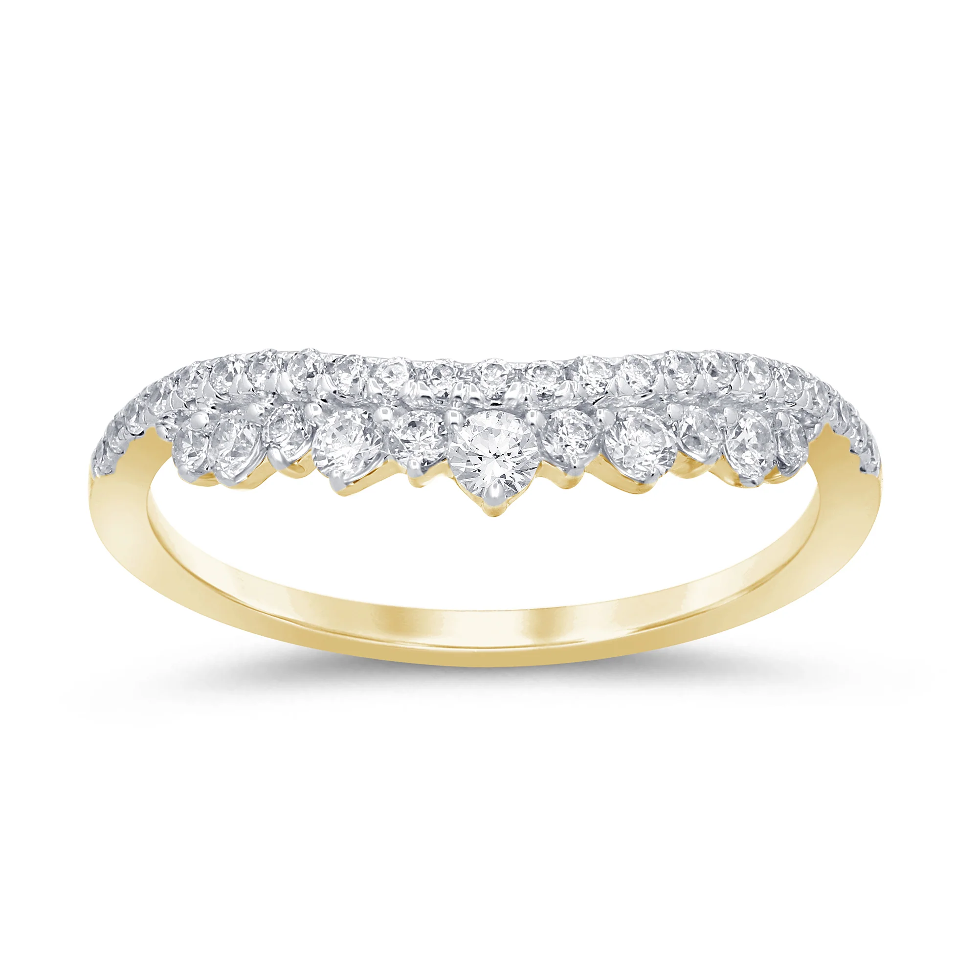 <span style="color:purple">SPECIAL!</span> .41ct G SI 14K Yellow Gold Diamond Crown Ring Band Size 6.5