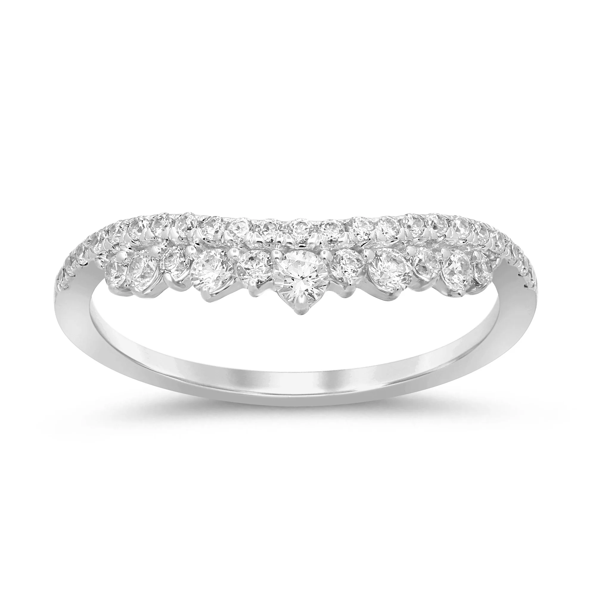 <span style="color:purple">SPECIAL!</span> .42ct G SI 14K White Gold Diamond Crown Band Ring Size 6.5