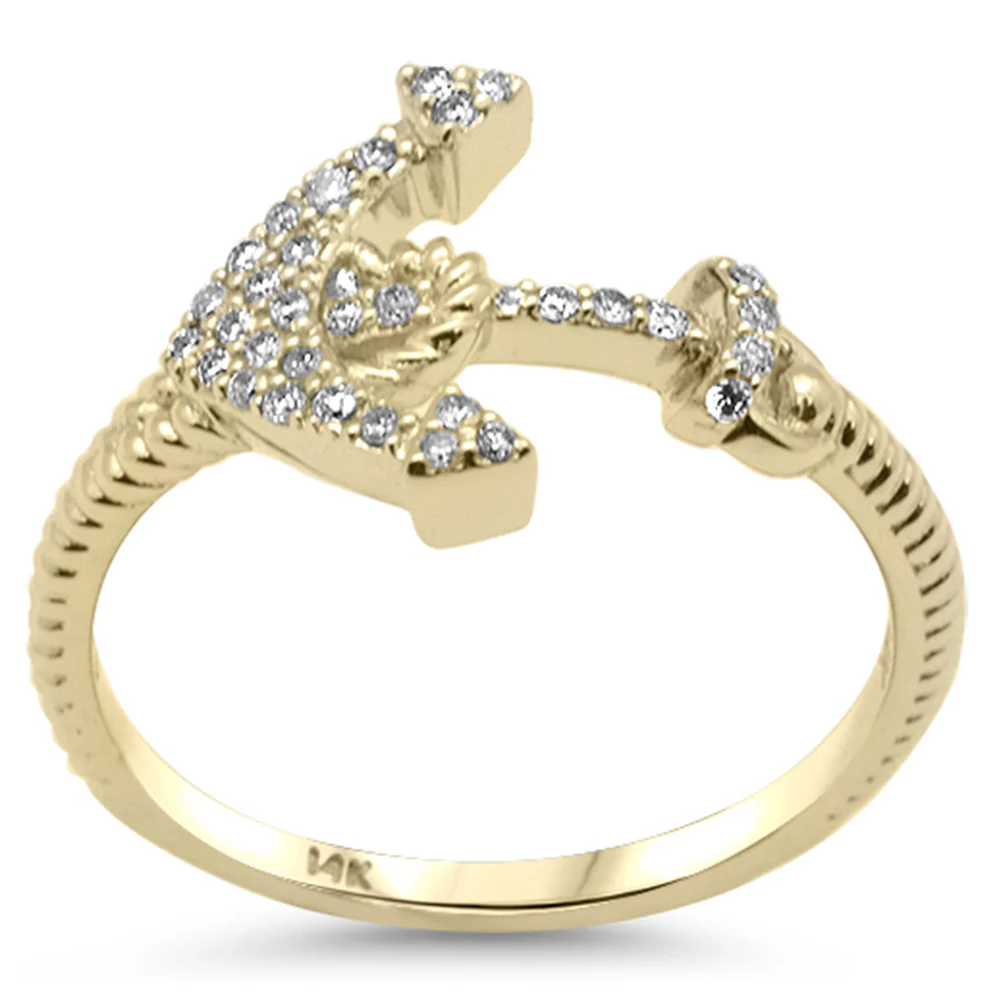 <span style="color:purple">SPECIAL!</span> .15ct G SI 14K Yellow Gold Diamond Anchor Band Ring Size 6.5