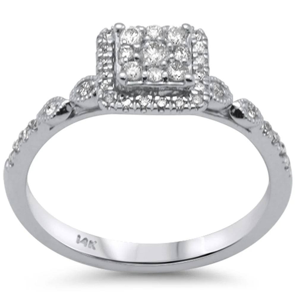 <span style="color:purple">SPECIAL!</span> .32ct G SI 14K White Gold Diamond Square Shaped Engagement Ring Size 7