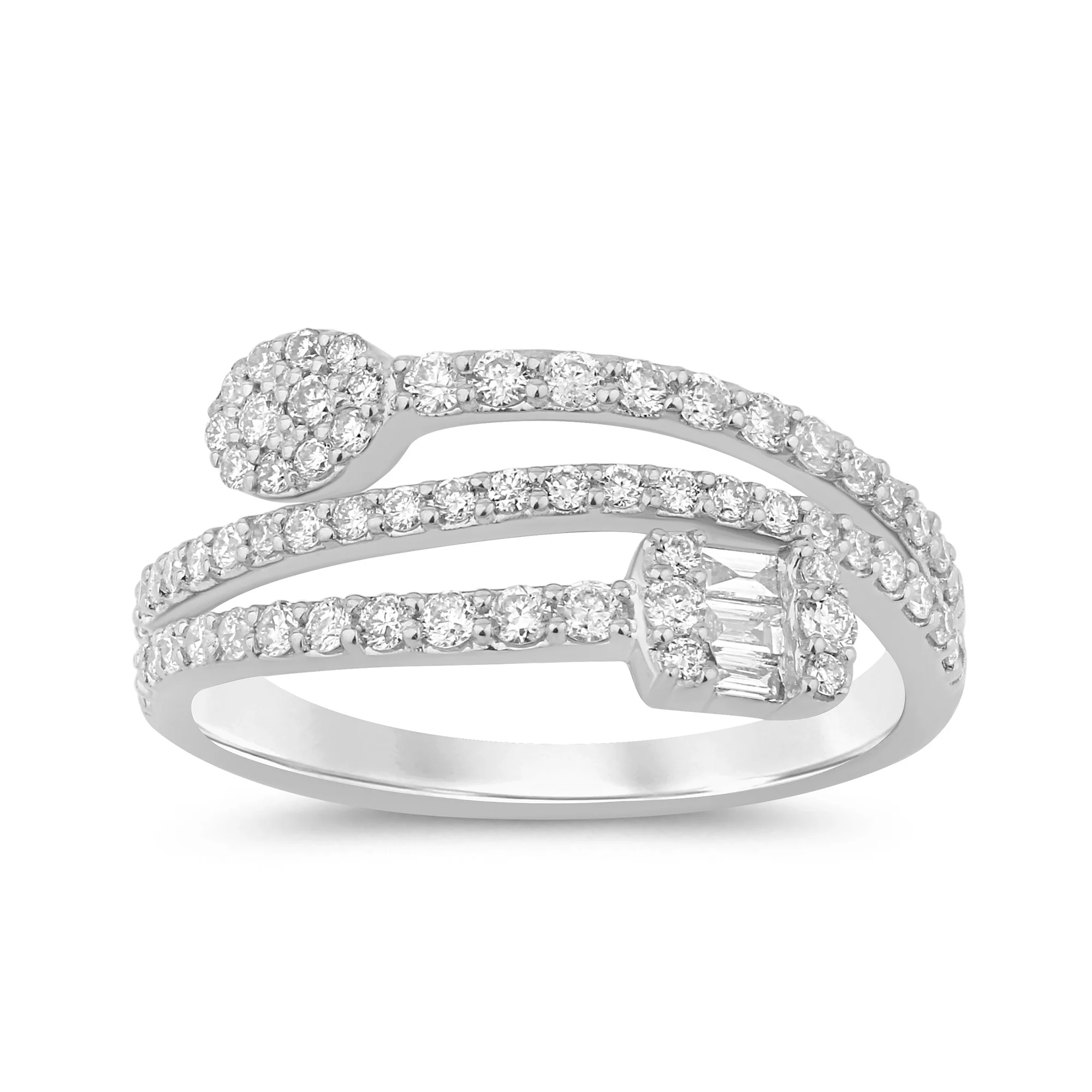 <span style="color:purple">SPECIAL!</span> .52ct G SI 14K White Gold Diamond Wrap Around Band Ring Size 6.5
