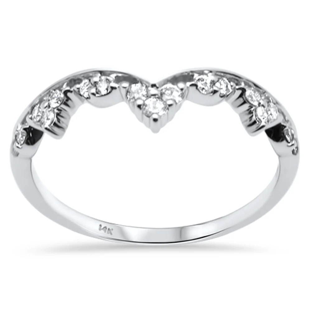<span style="color:purple">SPECIAL!</span> .20ct G SI 14K White Gold Diamond Stackable Band Ring Size 6.5