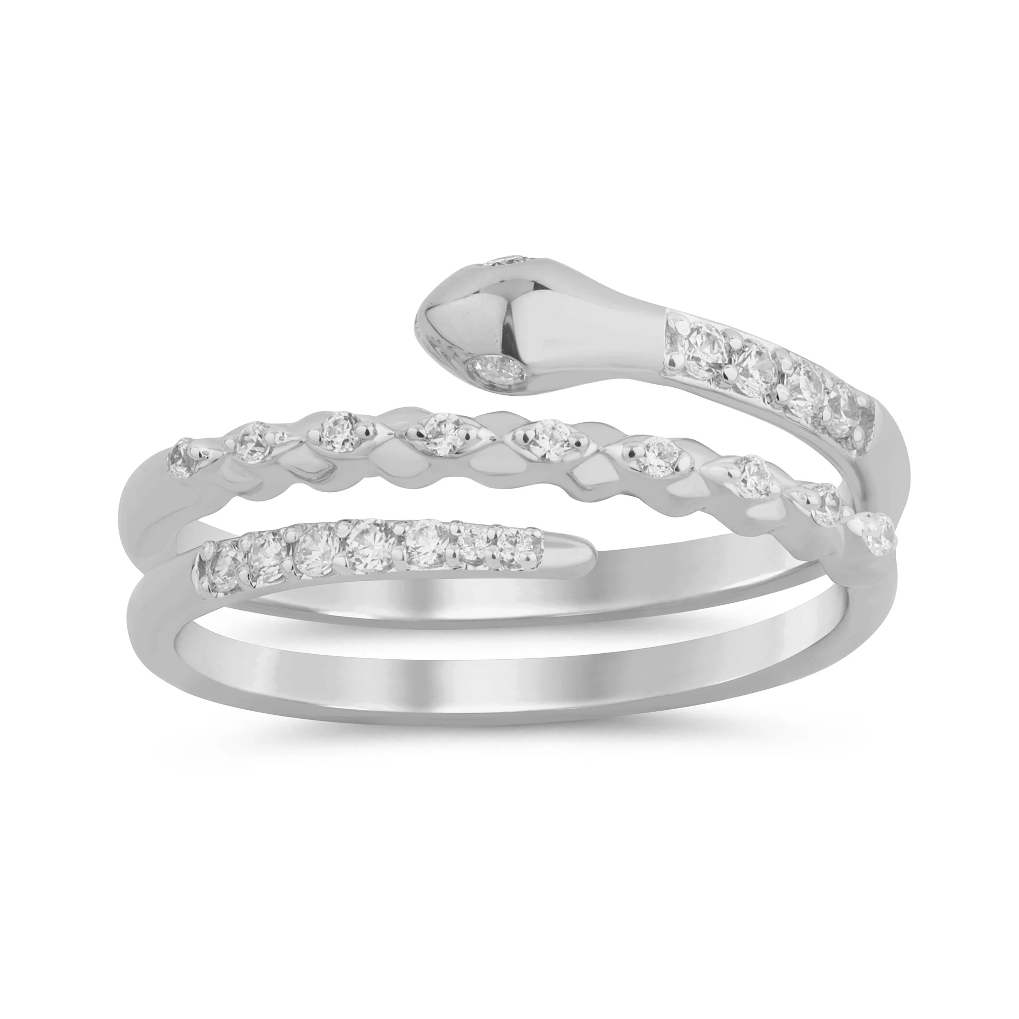 <span style="color:purple">SPECIAL!</span>.20ct G SI 14K White Gold Diamond Snake Wrap Around Band Ring Size 6.5