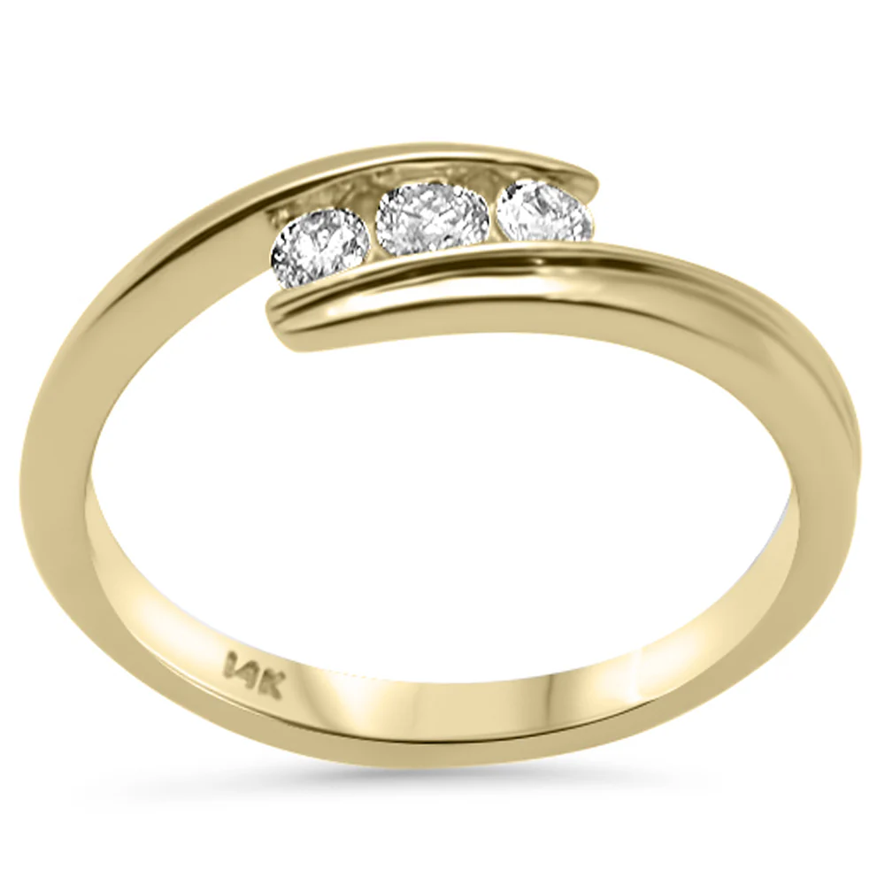 <span style="color:purple">SPECIAL!</span> .20ct G SI 14K Yellow Gold Diamond Wrap Around Band Ring Size 6.5