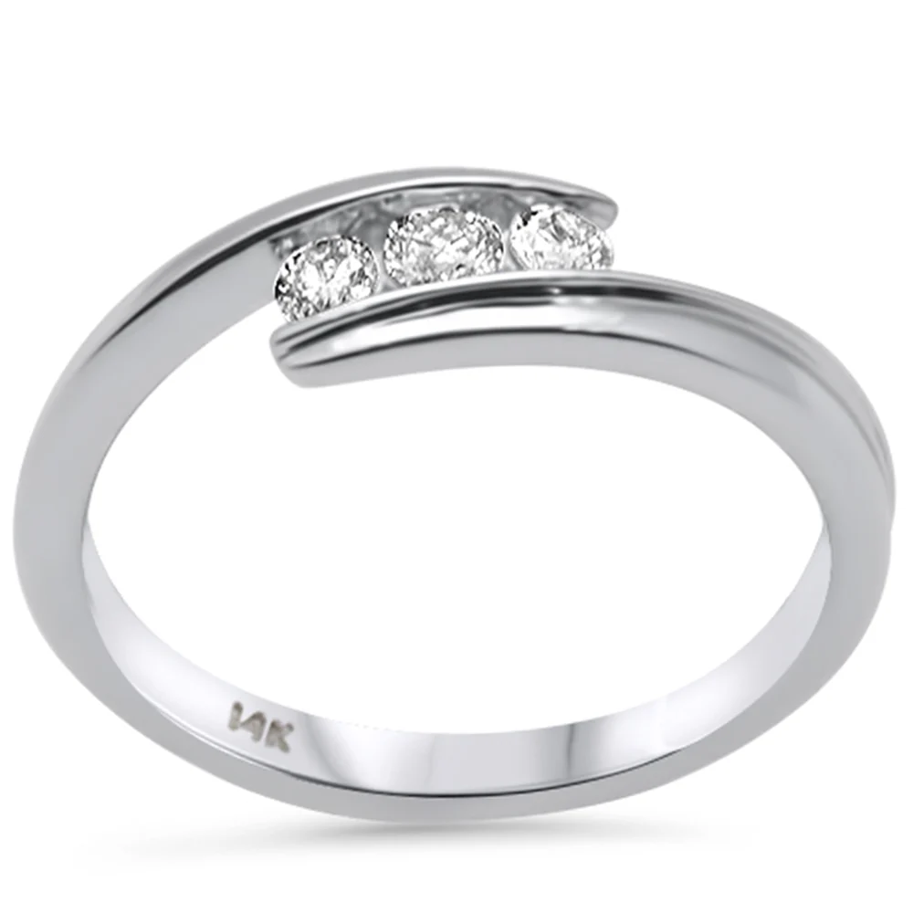 <span style="color:purple">SPECIAL!</span> .20ct G SI 14K White Gold Diamond Wrap Around Band Ring Size 6.5
