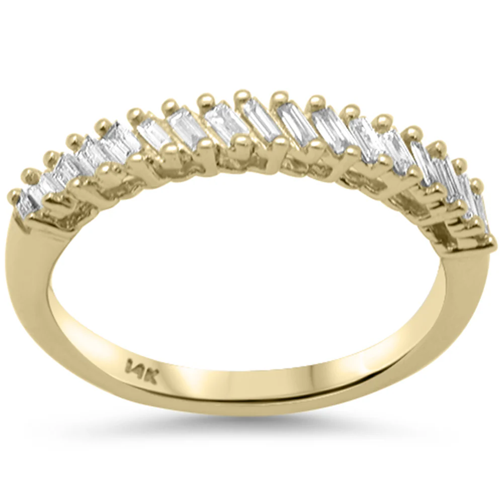 <span style="color:purple">SPECIAL!</span> .25ct G SI 14K Yellow Gold Diamond Baguette Band Ring Size 6.5