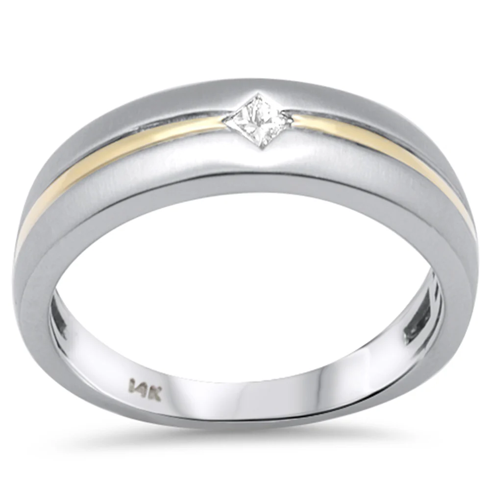 <span style="color:purple">SPECIAL!</span>.12ct G SI 14K Two Tone Gold Diamond Two Tone Band Ring Size 6.5