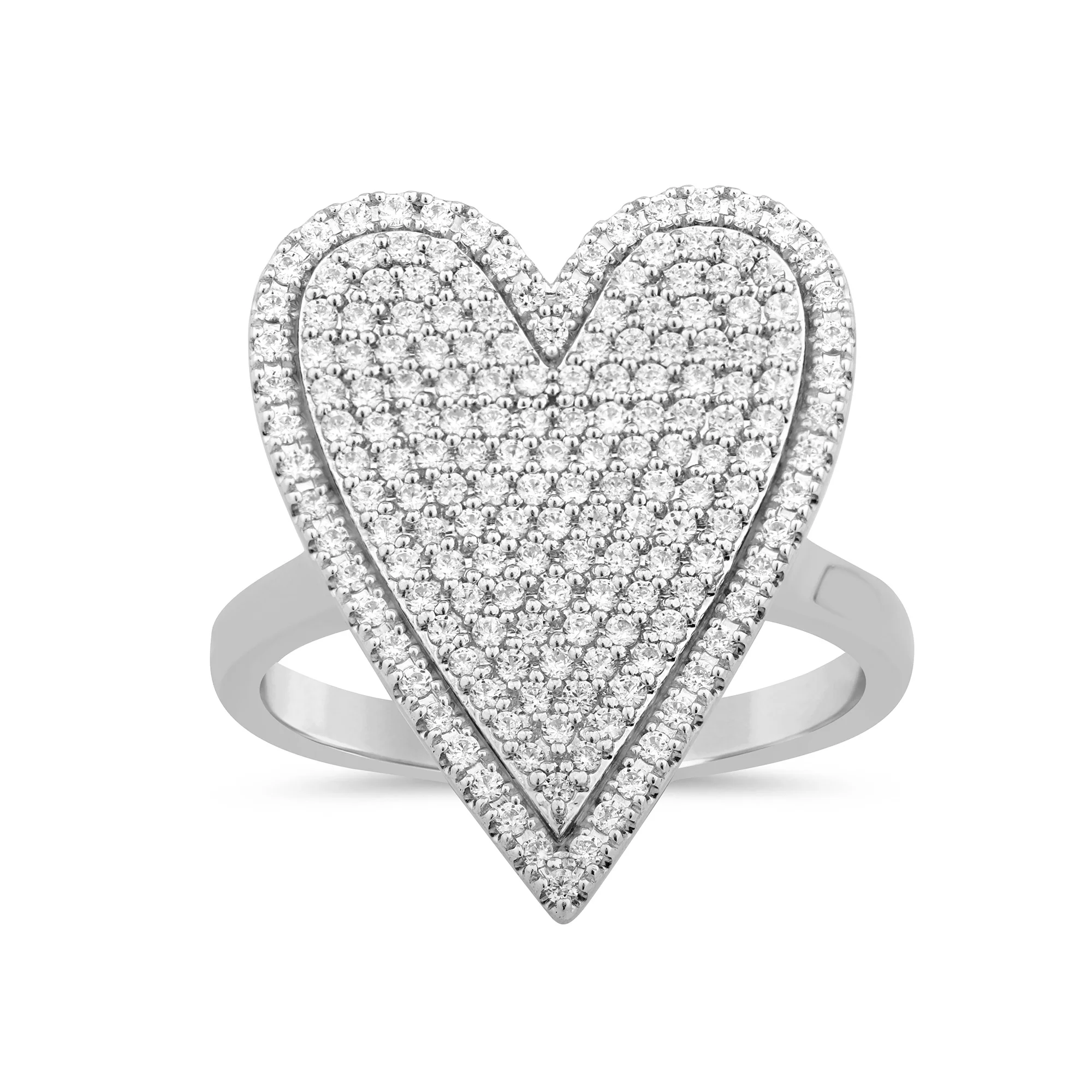 <span style="color:purple">SPECIAL!</span> .76ct G SI 14K White Gold Diamond Heart Ring Size 6.5