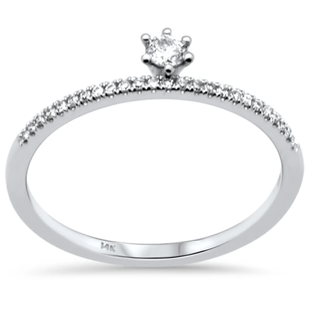.17ct G SI 14K White Gold Diamond Promise Engagement Band Ring Size 6.5