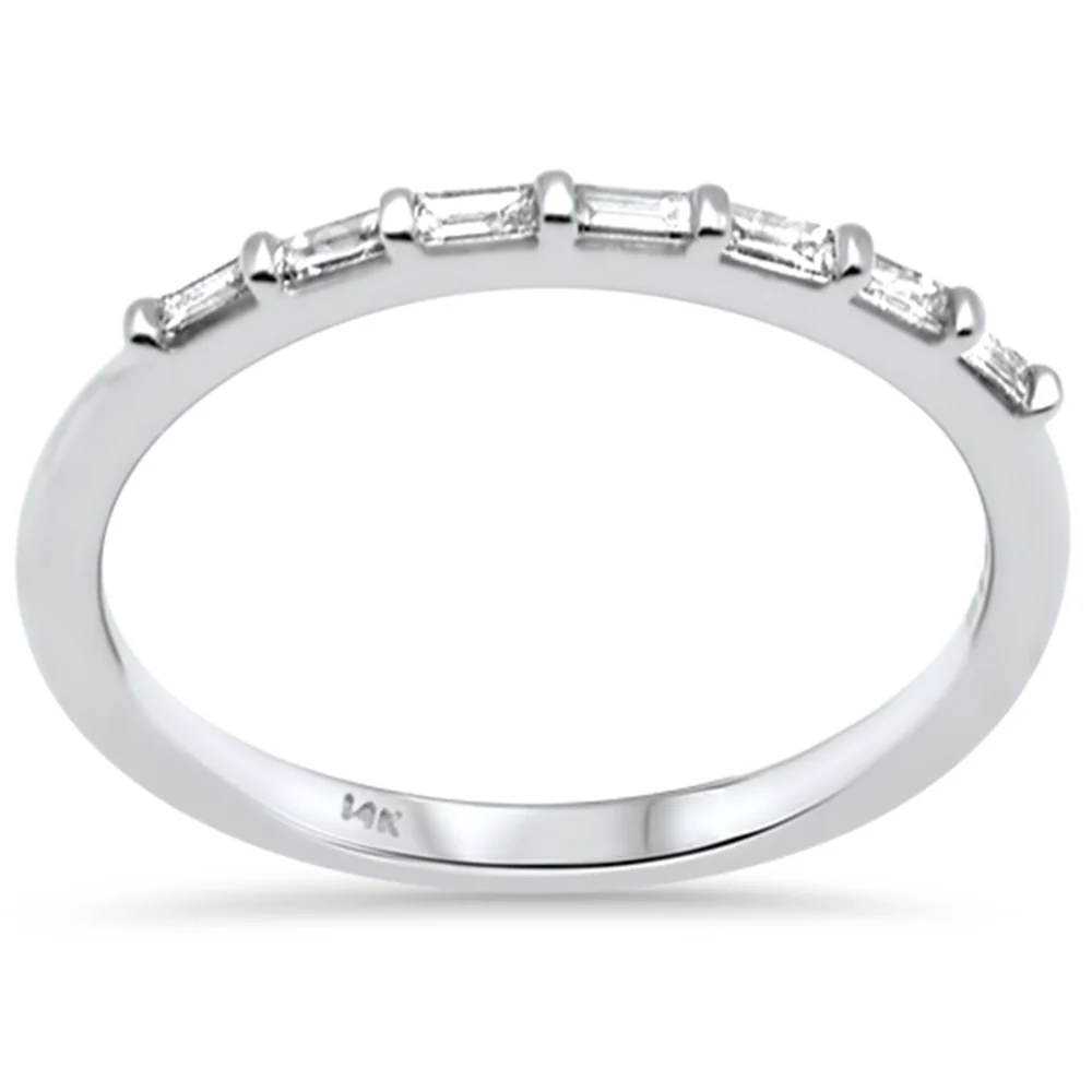 <span style="color:purple">SPECIAL!</span> .18ct G SI 14K White Gold Diamond Baguette Band Ring Size 6.5