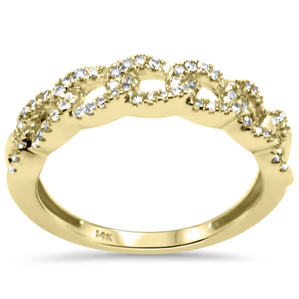 <span style="color:purple">SPECIAL!</span>.30ct G SI 14K Yellow Gold Diamond Cuban Ring Size 6.5