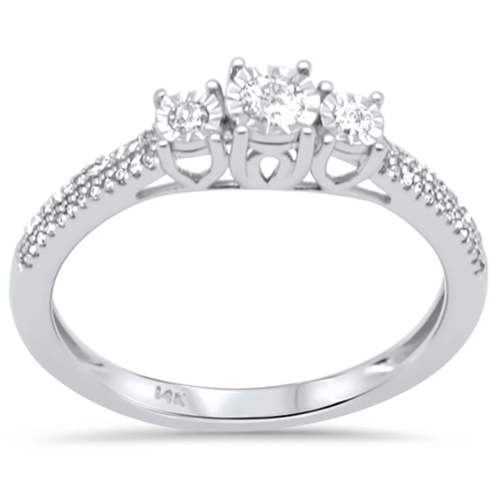 <span style="color:purple">SPECIAL!</span> .20ct G SI 14K White Gold Diamond Miracle Illusion Engagement Ring Size 6.5