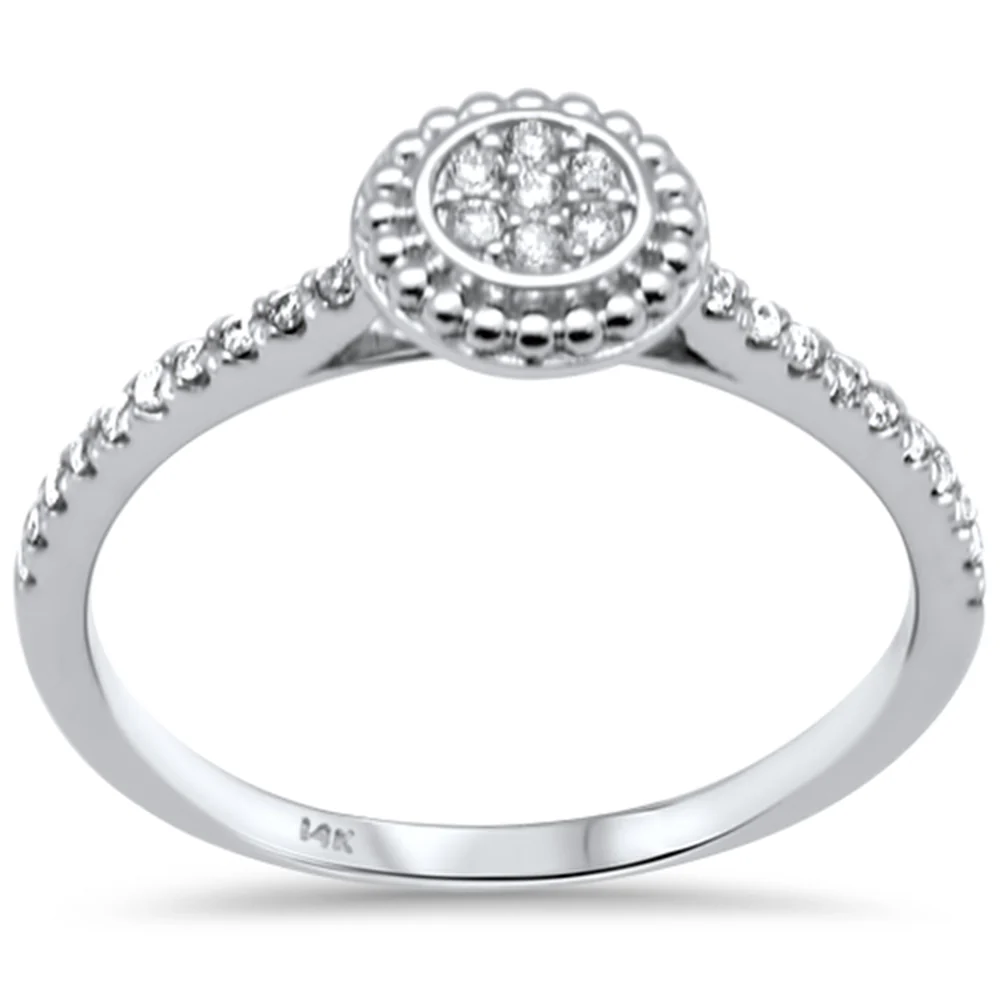 <span style="color:purple">SPECIAL!</span> .16ct G SI 14K White Gold Diamond Round Engagement Ring Size 6.5
