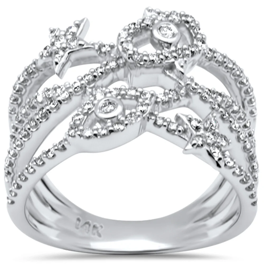 <span style="color:purple">SPECIAL!</span> .54ct G SI 14K White Gold Diamond Multi Shape Band Ring Size 6.5