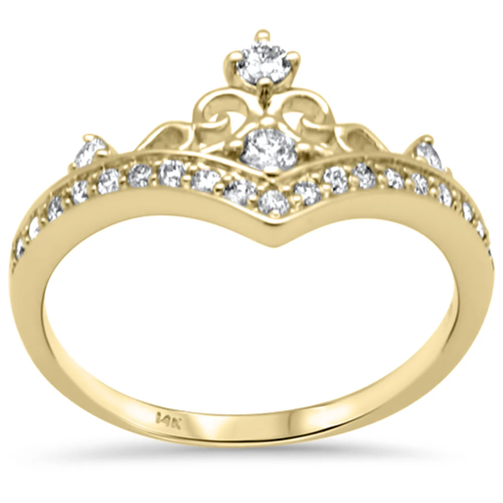 <span style="color:purple">SPECIAL!</span> .34ct G SI 14K Yellow Gold Diamond Crown Band Ring Size 6.5