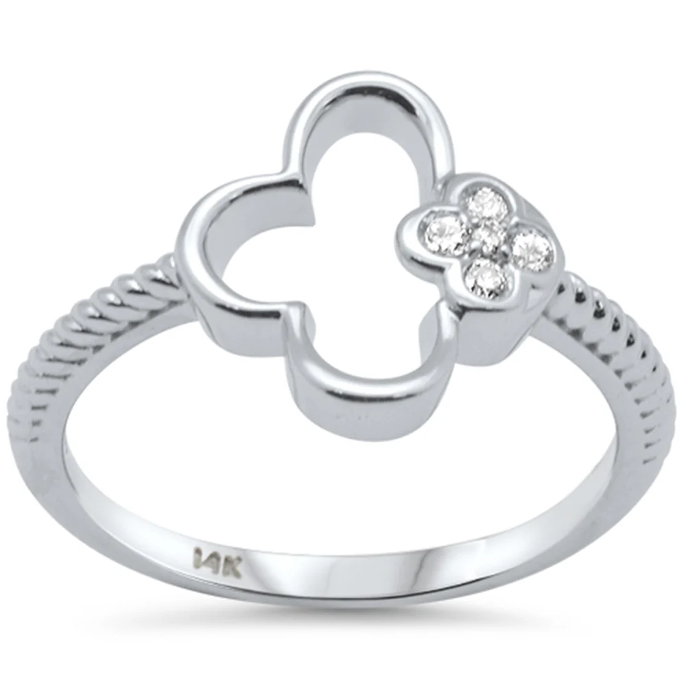 <span style="color:purple">SPECIAL!</span> .07ct G SI 14K White Gold Diamond Flower Ring Size 6.5