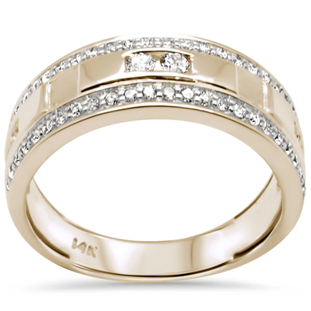 <span style="color:purple">SPECIAL!</span>.76ct G SI 14K Yellow Gold Diamond Men's Band Ring Size 10