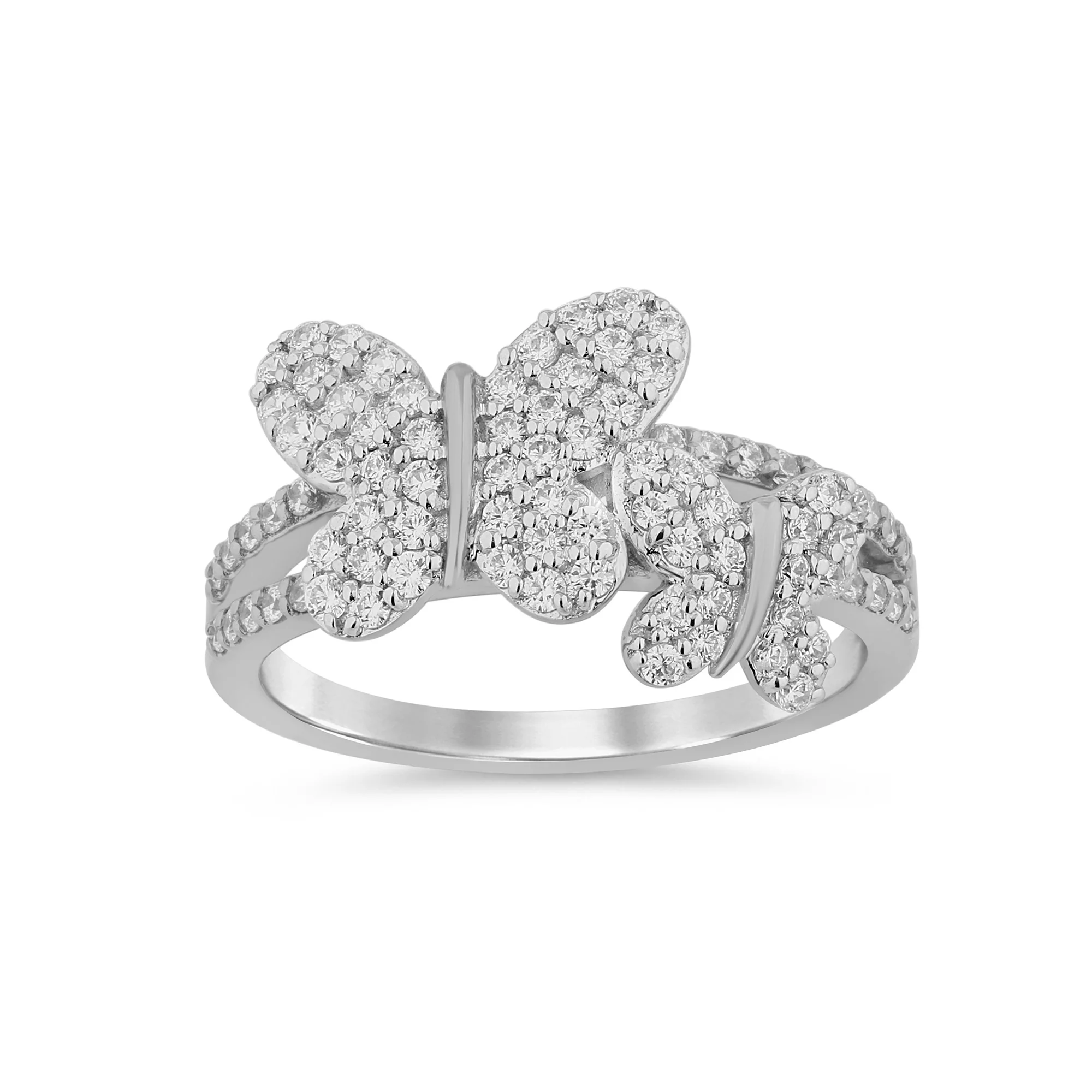 <span style="color:purple">SPECIAL!</span>.64ct G SI 14K White Gold Diamond Butterfly Ring Size 6.5