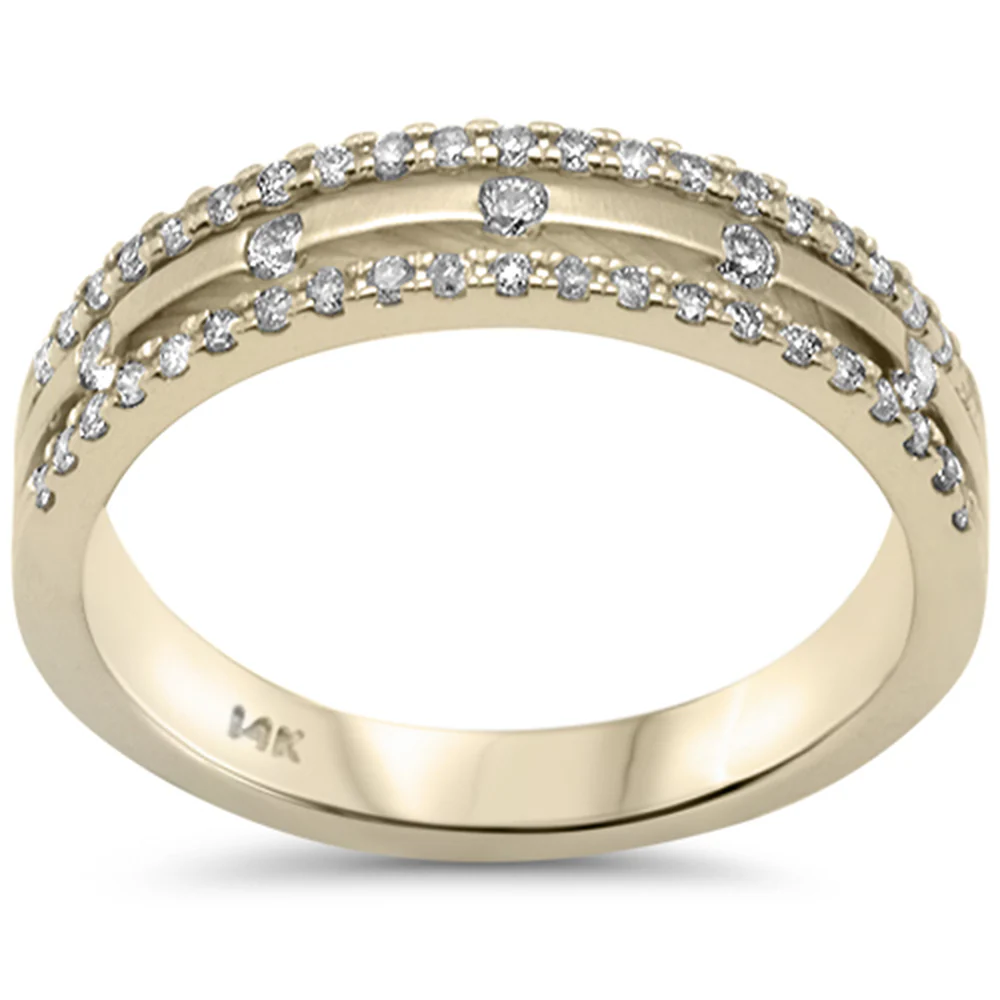 <span style="color:purple">SPECIAL!</span> .33ct G SI 14K Yellow Gold Diamond Trendy Band Ring Size 6.5