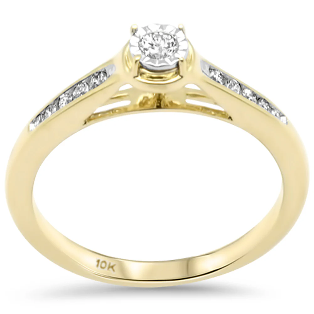 .15ct G SI 10K Yellow Gold Diamond Miracle Illusion Setting Engagement Ring Size 6.5
