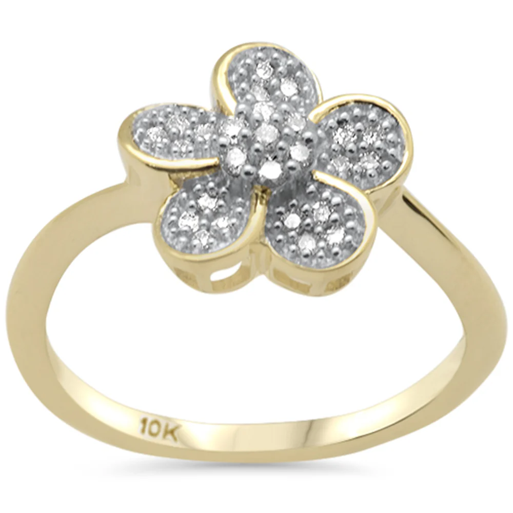 <span style="color:purple">SPECIAL!</span> .17ct G SI 10K Yellow Gold Diamond Flower Ring Size 6.5