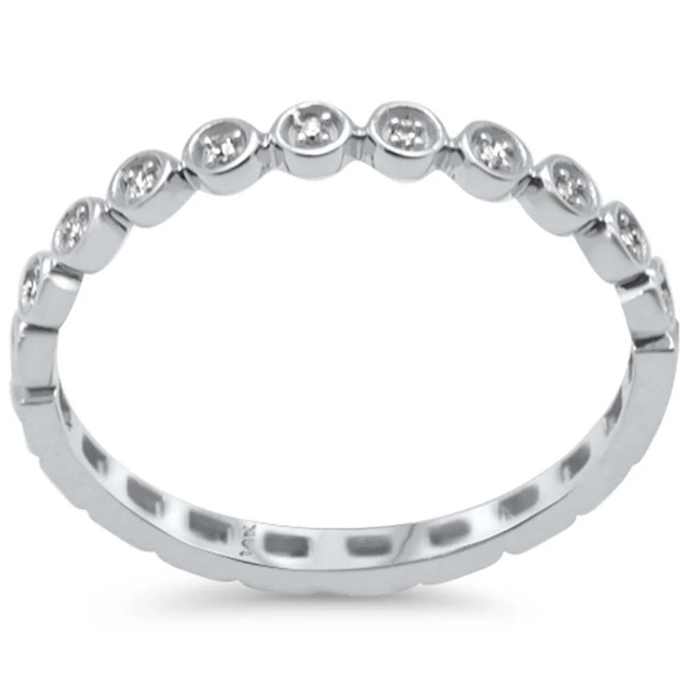 .17ct G SI 14K White Gold Diamond Petite Bezel Eternity Band Ring Size 6.5
