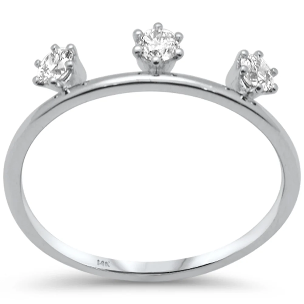 <span style="color:purple">SPECIAL!</span>.26ct G SI 14K White Gold Diamond 3 Stone Band Ring Size 6.5