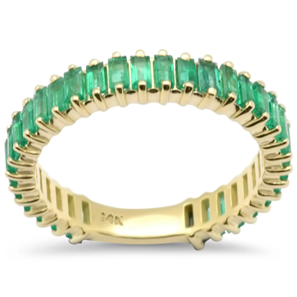 <span style="color:purple">SPECIAL!</span>1.79ct G SI 14K Yellow Gold Emerald Gemstone Band Ring Size 6.5