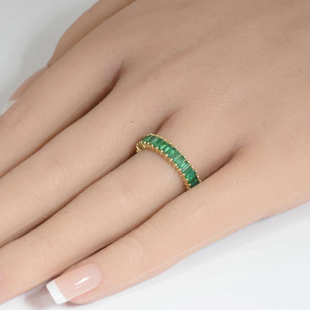 <span style="color:purple">SPECIAL!</span>1.79ct G SI 14K Yellow Gold Emerald Gemstone Band Ring Size 6.5 - Image 2