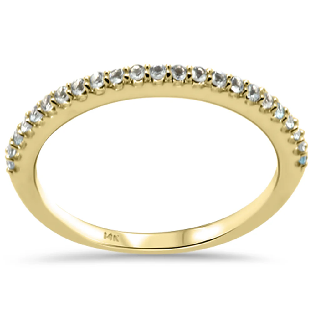 .16ct G SI 14K Yellow Gold Aquamarine Gemstone Band Ring Size 6.5