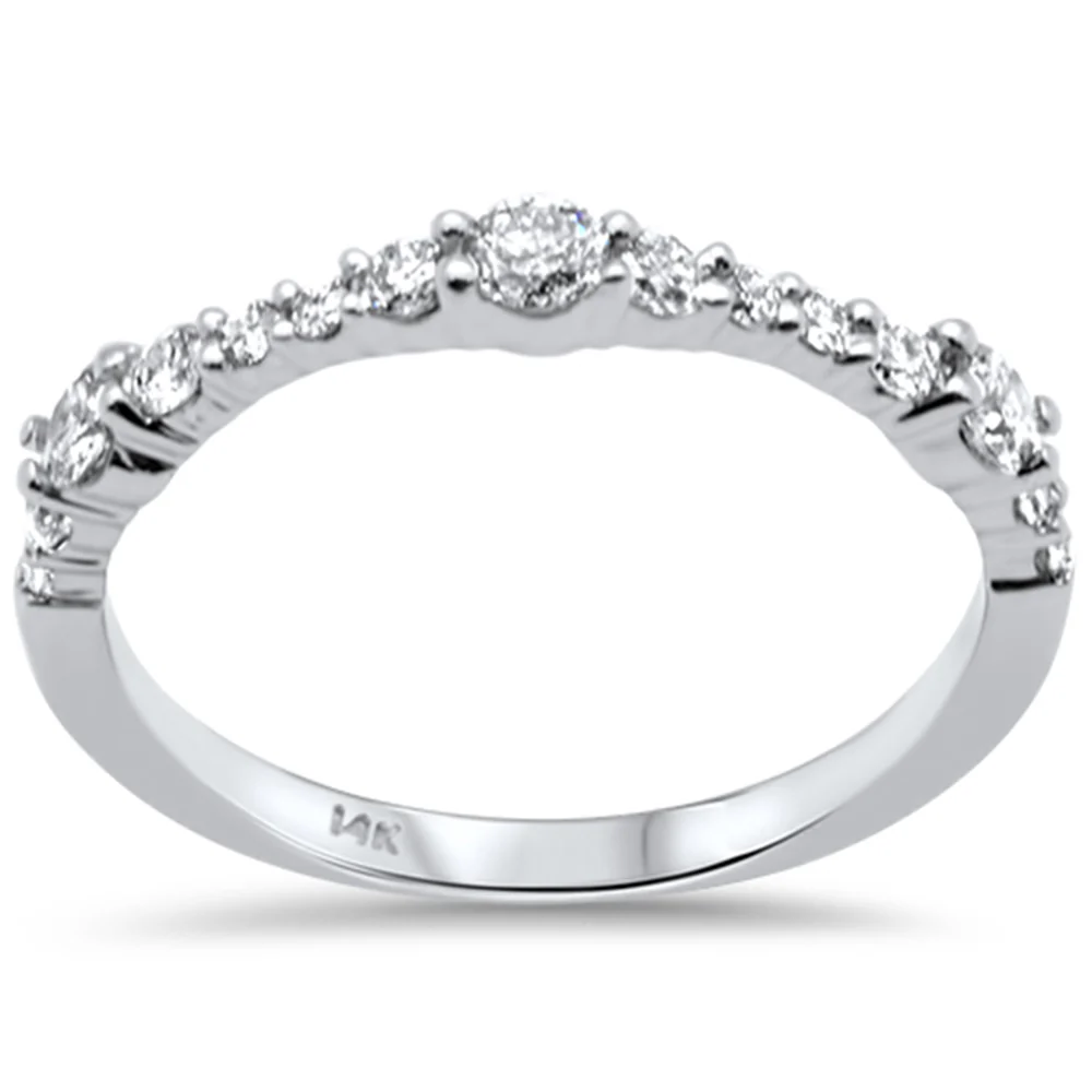 <span style="color:purple">SPECIAL!</span>.49ct G SI 14K White Gold Round Diamond Band Ring Size 6.5
