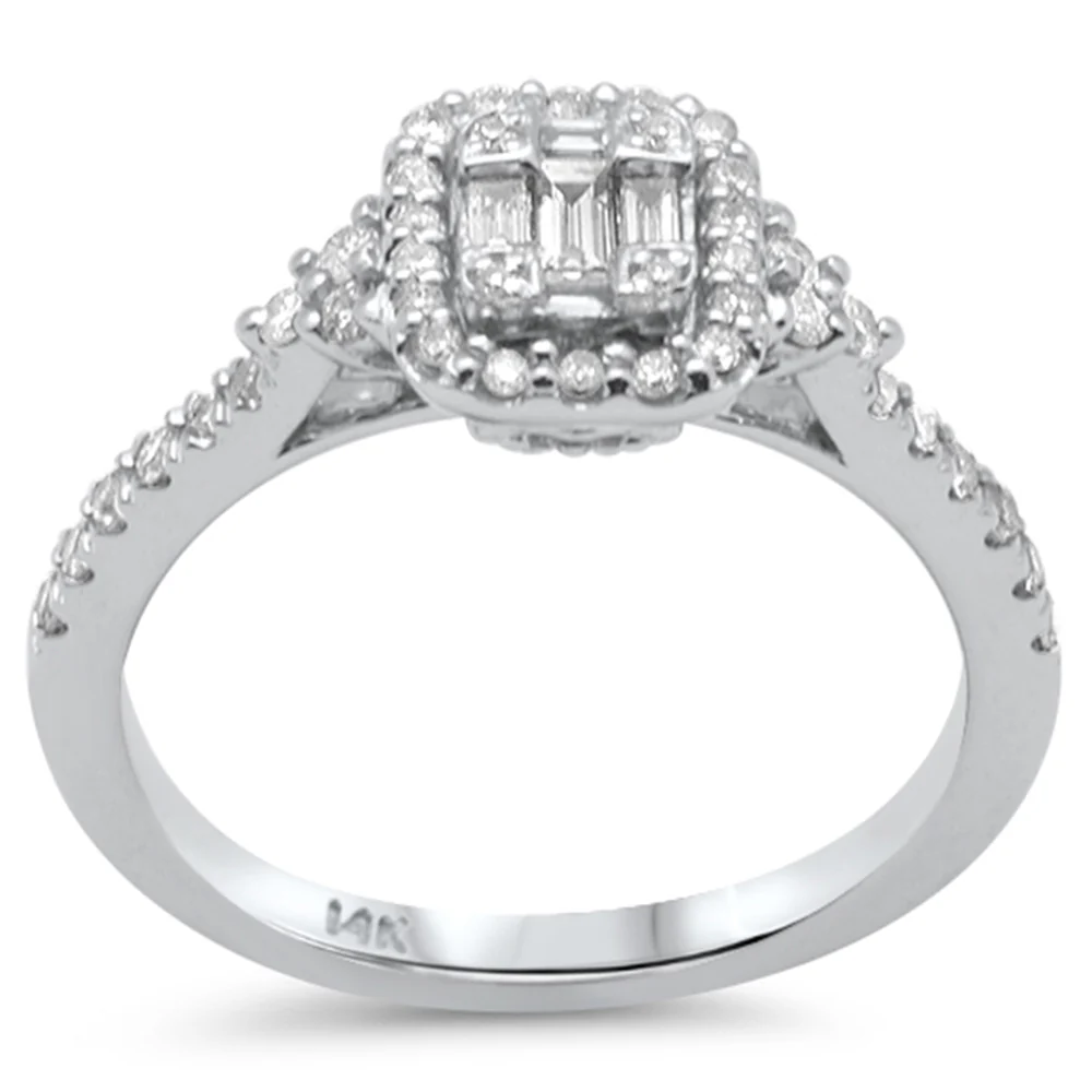 <span style="color:purple">SPECIAL!</span> .45ct G SI 14K White Gold Round & Baguette Diamond Ring Size 6.5